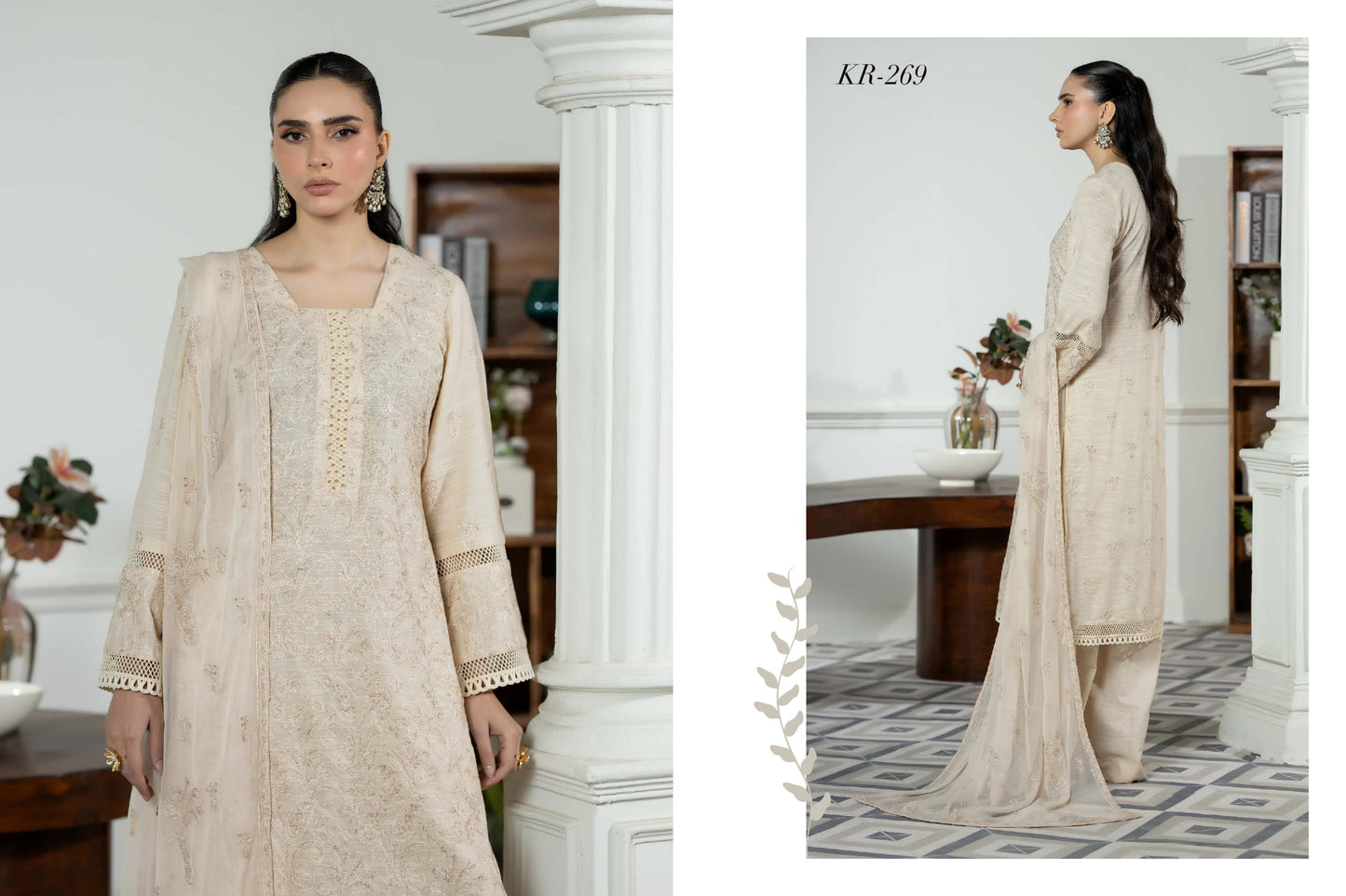 NOOR-E- FAJAR  SASSI EMBROIDERED KARANDI  &  EMBROIDERED CHIFFON DUPATTA