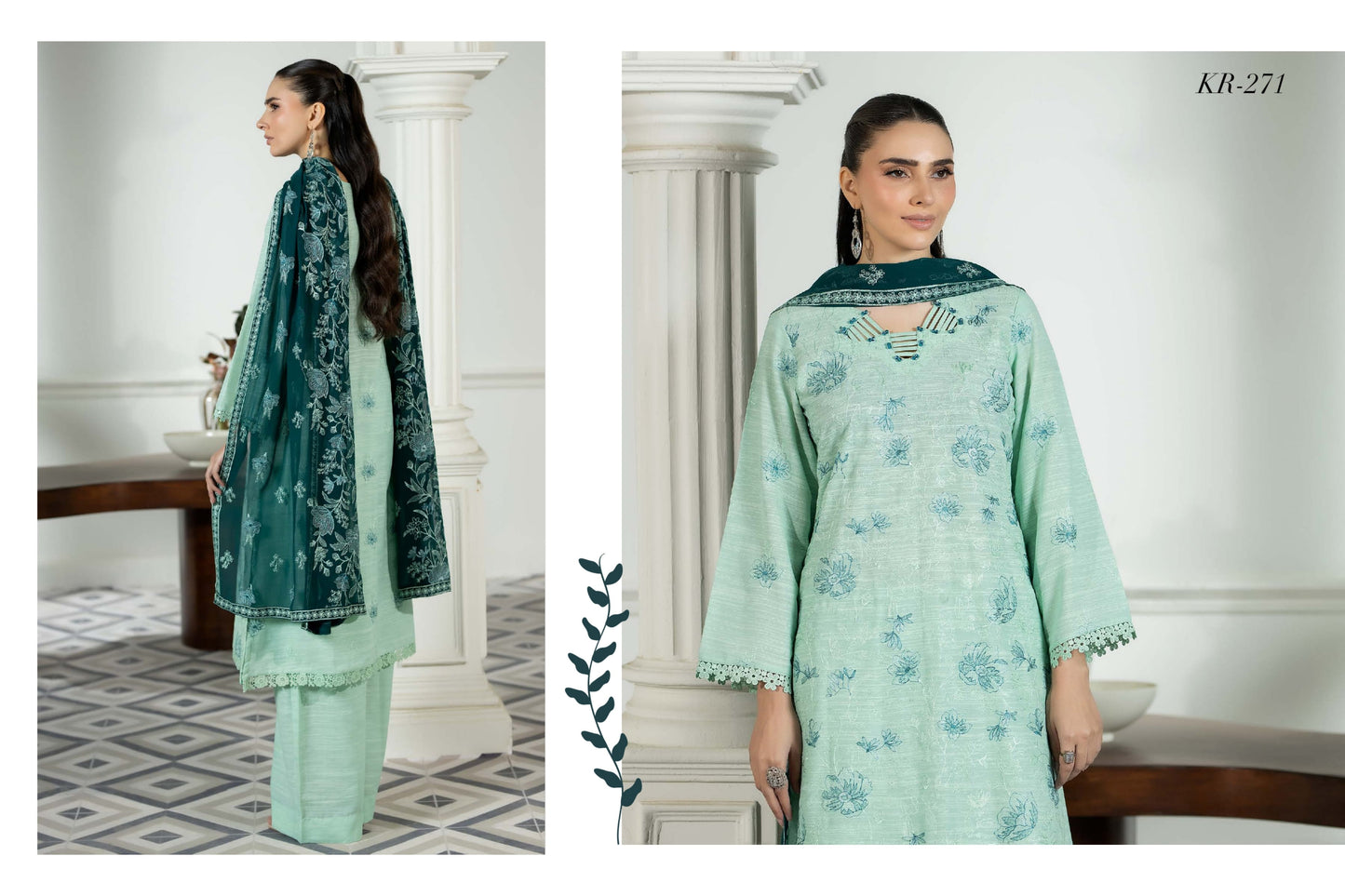 NOOR-E- FAJAR  SASSI EMBROIDERED KARANDI &  EMBROIDERED CHIFFON DUPATTA