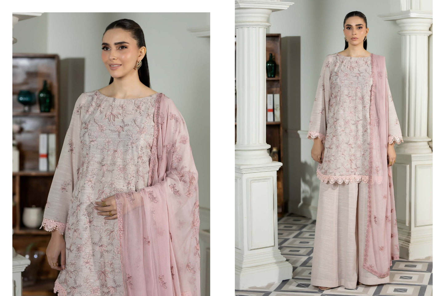 NOOR-E- FAJAR  SASSI EMBROIDERED KARANDI  &  EMBROIDERED CHIFFON DUPATTA