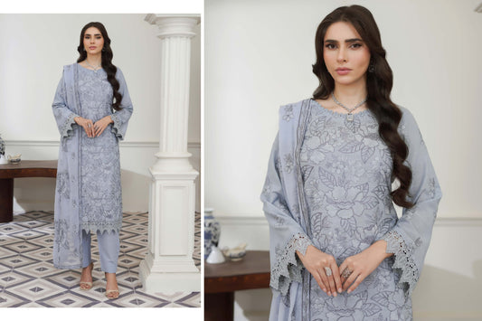 NOOR-E- FAJAR  SASSI EMBROIDERED KARANDI &  EMBROIDERED CHIFFON DUPATTA
