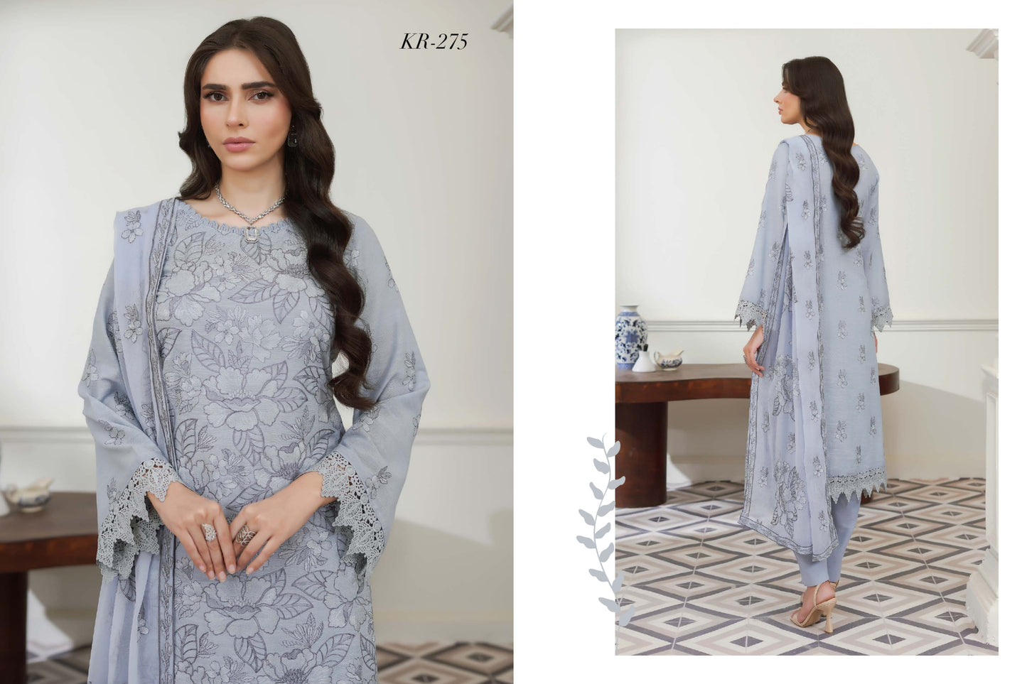 NOOR-E- FAJAR  SASSI EMBROIDERED KARANDI &  EMBROIDERED CHIFFON DUPATTA