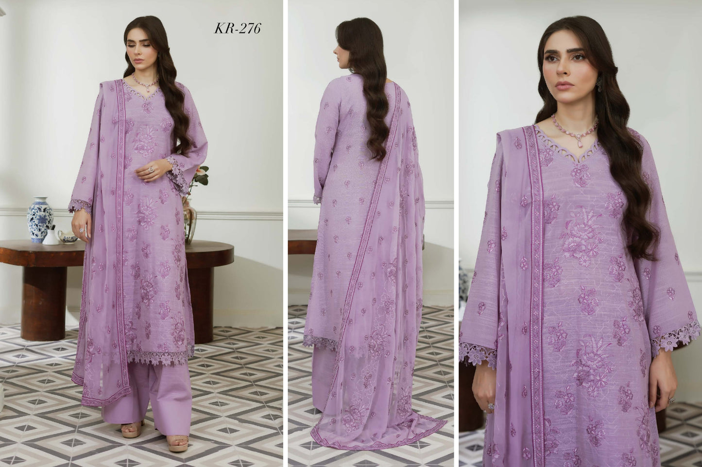 NOOR-E- FAJAR  SASSI EMBROIDERED KARANDI &  EMBROIDERED CHIFFON DUPATTA