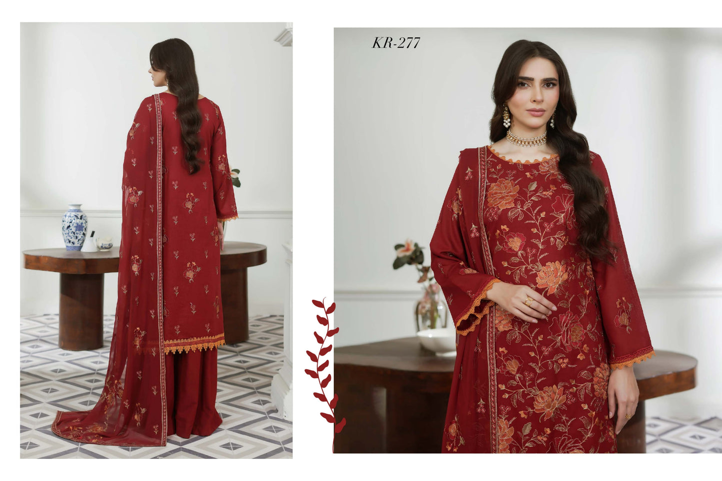 NOOR-E- FAJAR  SASSI EMBROIDERED KARANDI  &  EMBROIDERED CHIFFON DUPATTA