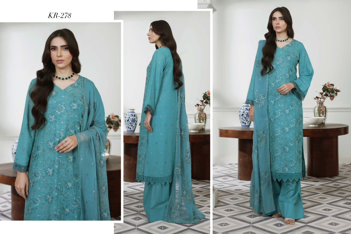 NOOR-E- FAJAR  SASSI EMBROIDERED KARANDI &  EMBROIDERED CHIFFON DUPATTA