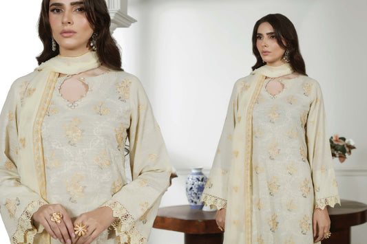 NOOR-E- FAJAR  SASSI EMBROIDERED KARANDI  &  EMBROIDERED CHIFFON DUPATTA