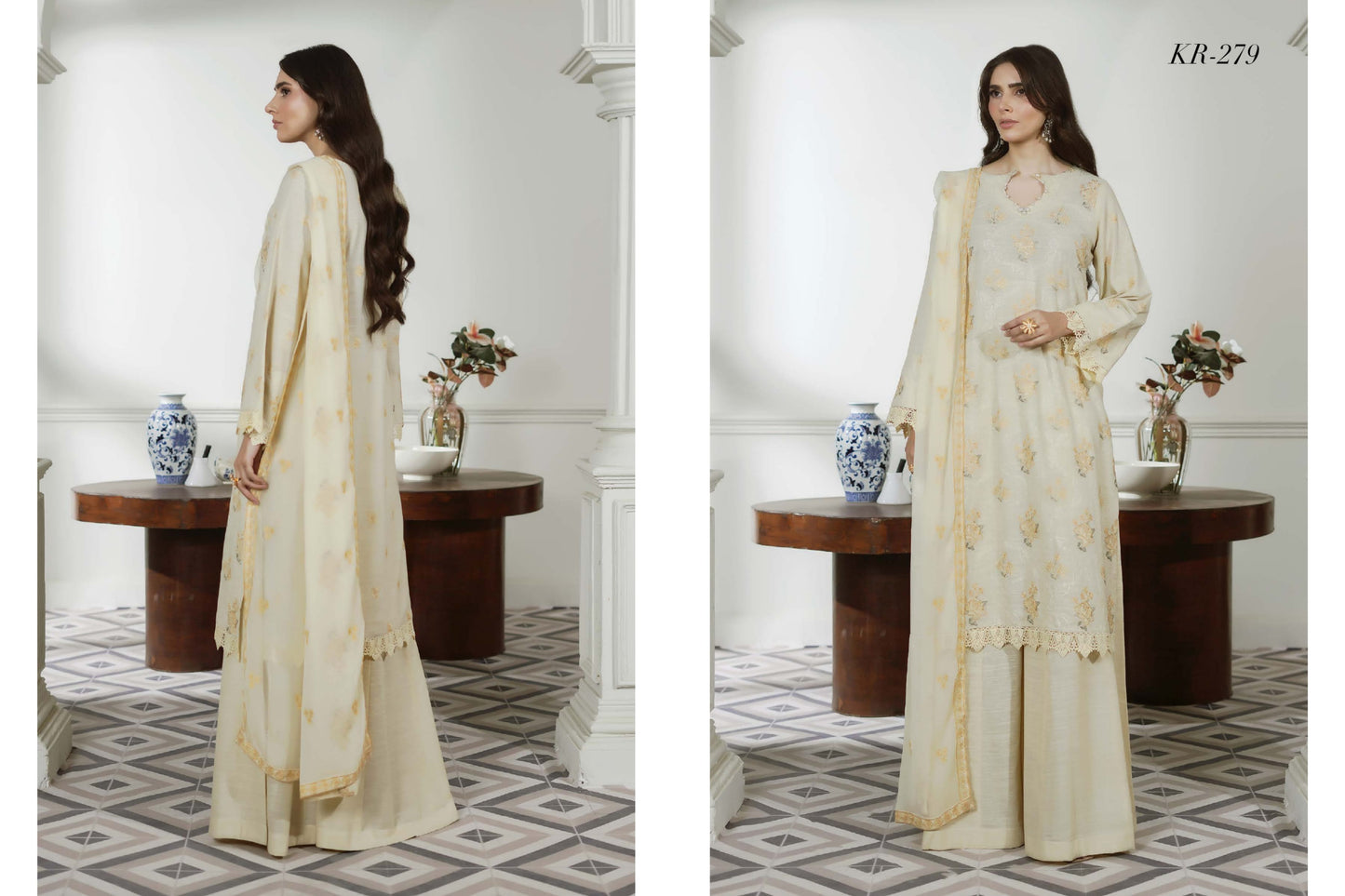 NOOR-E- FAJAR  SASSI EMBROIDERED KARANDI  &  EMBROIDERED CHIFFON DUPATTA