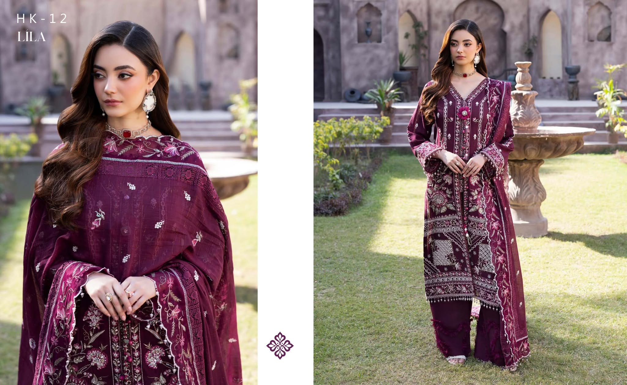 Noor-e-Fajar Embroidered Karandi Plum - Image 2